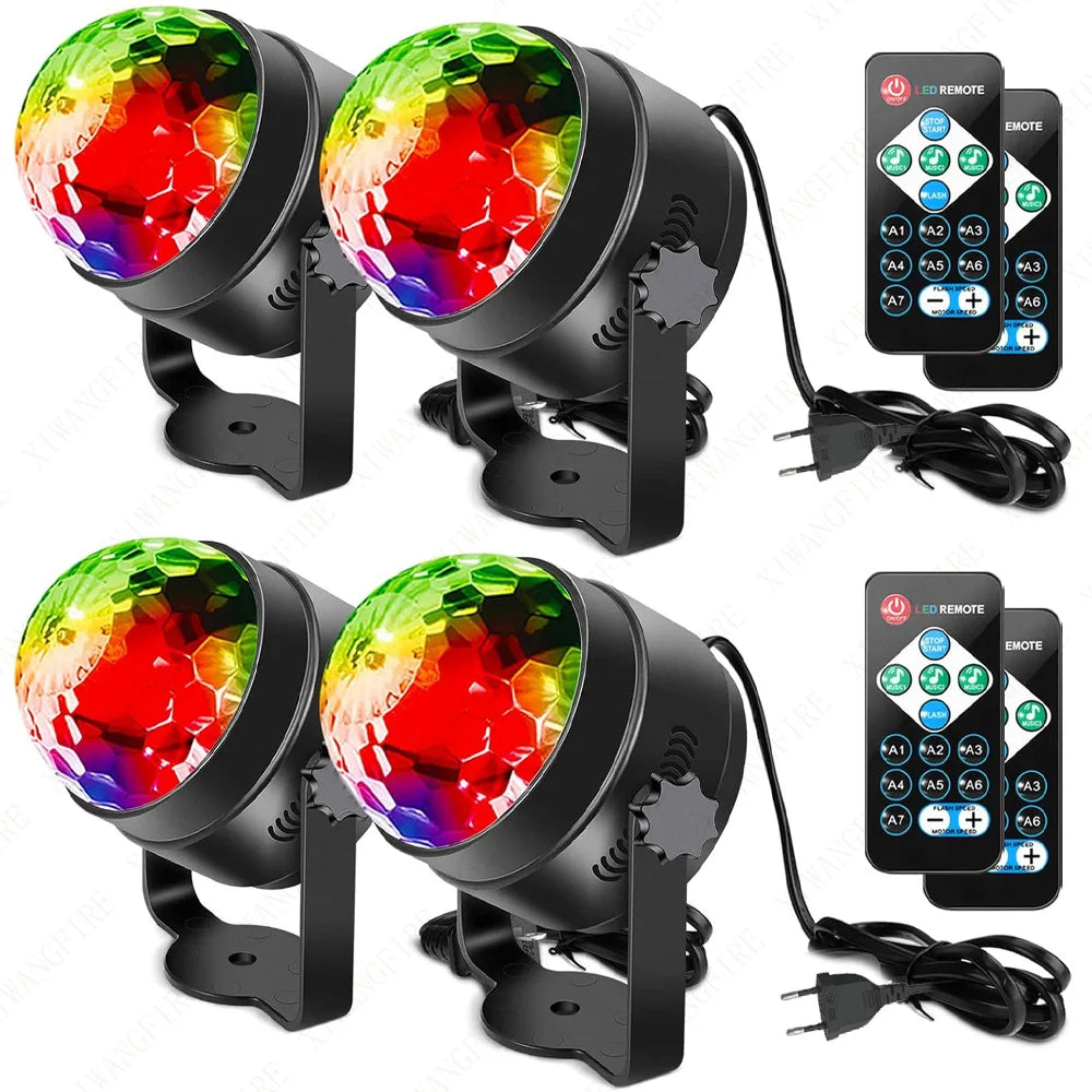 1-4Pcs Aalternating Ffashing Light Stage Lamp with Remote Control EU Disco Ball Lamps for Home Room Parties Birthday Wedding Bar