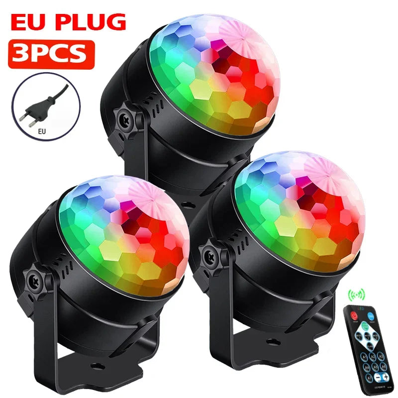 1-4Pcs Aalternating Ffashing Light Stage Lamp with Remote Control EU Disco Ball Lamps for Home Room Parties Birthday Wedding Bar