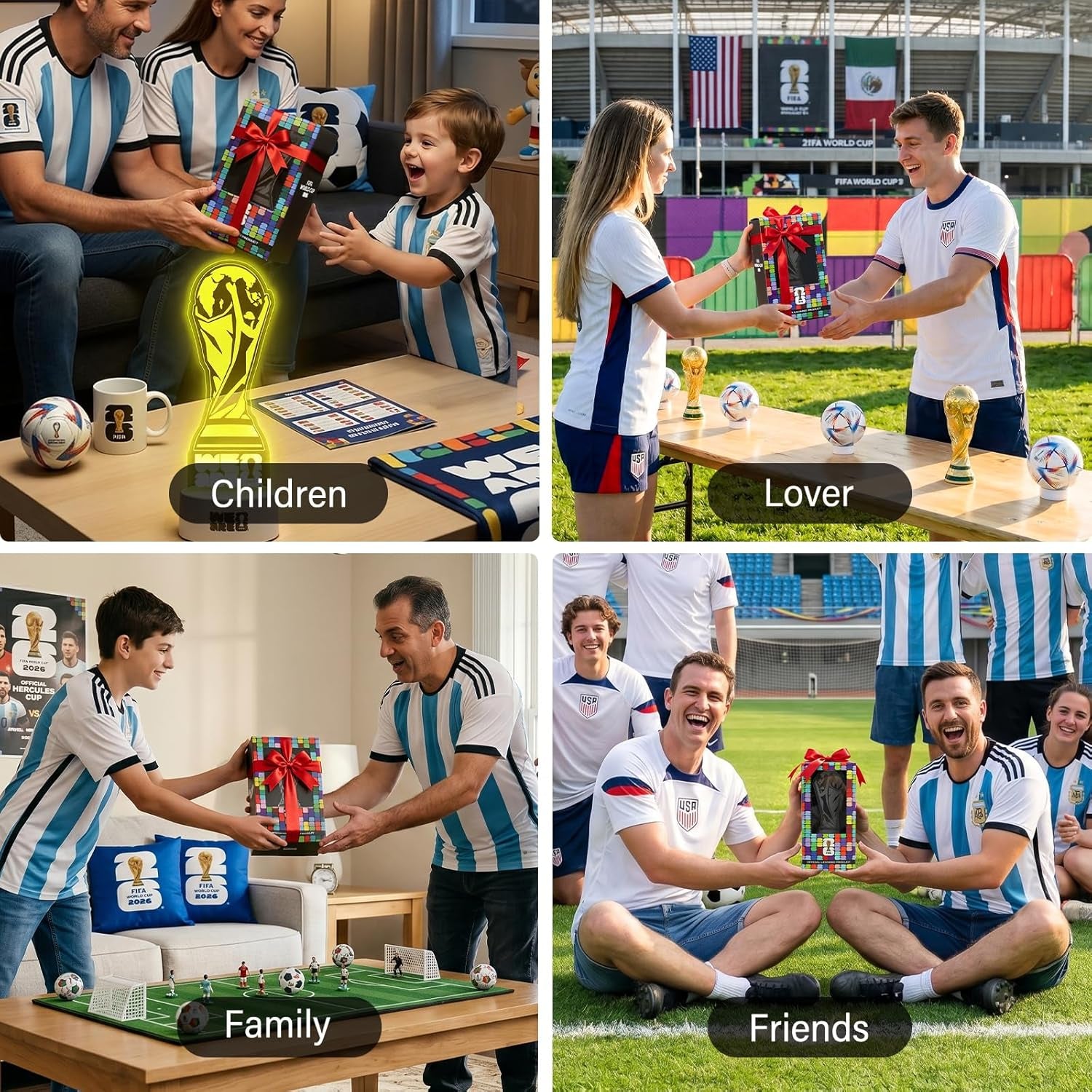 FIFA World Cup 2026 Trophy Night Light, Decoration & Souvenir Acrylic LED Lamp with 7 Colors & 3 Modes, Soccer Gifts for Boys, Girls, Kids, World Cup 2026 Merchandise
