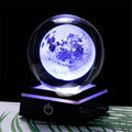 3D Moon Model Crystal Ball Led Lamp Base - Space Decor World Globe Planets Sphere Night Light 80Mm 3.15 Inch - Solar System Decor Best Birthday Astronomy Gifts for Men Physics Science Teacher