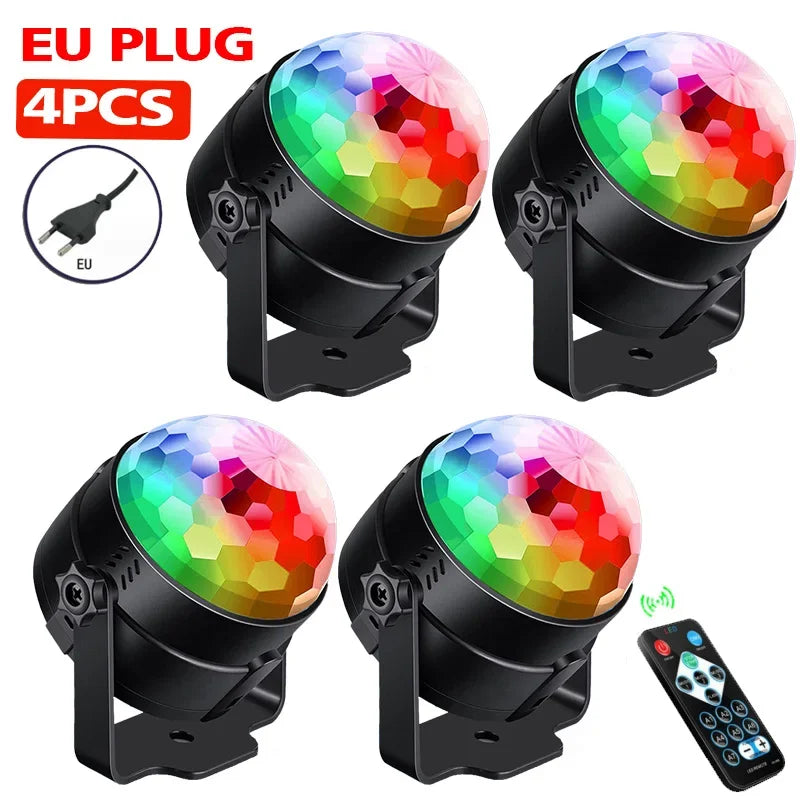 1-4Pcs Aalternating Ffashing Light Stage Lamp with Remote Control EU Disco Ball Lamps for Home Room Parties Birthday Wedding Bar