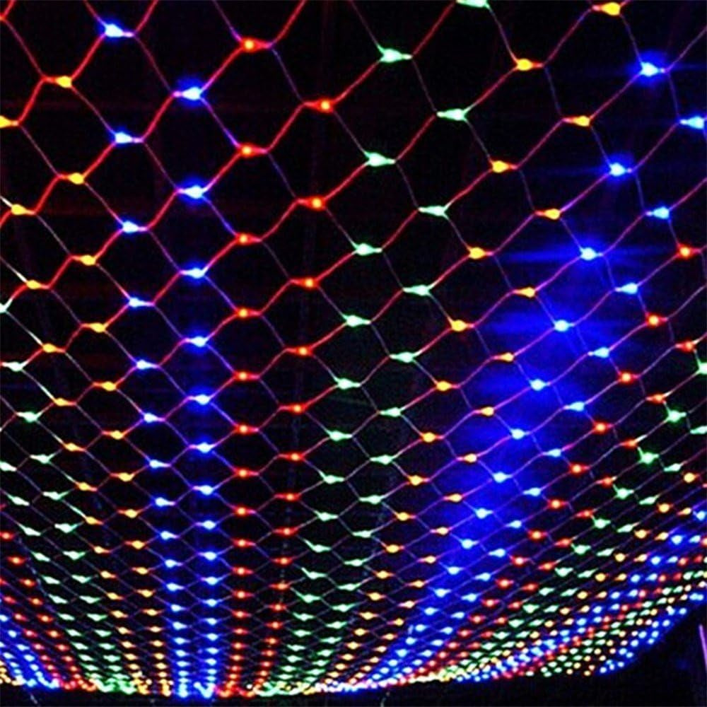 Colorful LED Fairy Mesh Net Lights Curtain Light, 9.84Ftx6.56Ft, 204 String Leds, 8 Modes Decorative Xmas Tree Lighting for Thanksgiving, Christmas, Holiday, Party, Event, Multicolor