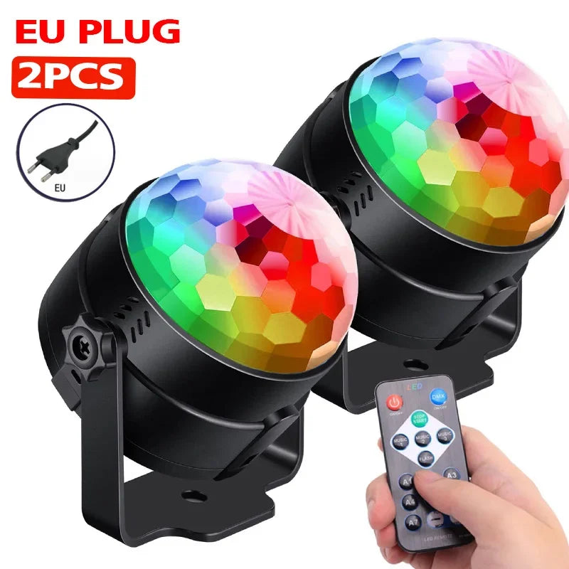 1-4Pcs Aalternating Ffashing Light Stage Lamp with Remote Control EU Disco Ball Lamps for Home Room Parties Birthday Wedding Bar