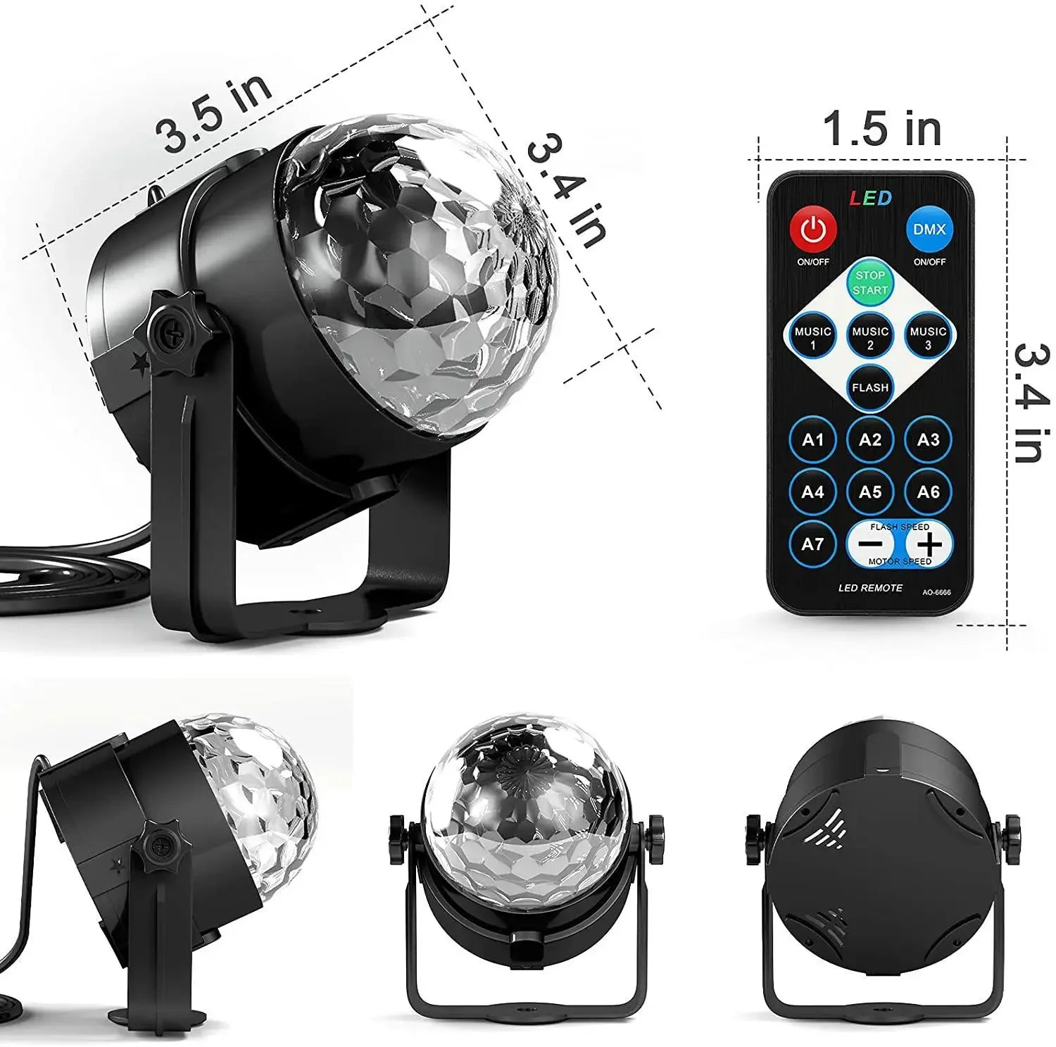 1-4Pcs Aalternating Ffashing Light Stage Lamp with Remote Control EU Disco Ball Lamps for Home Room Parties Birthday Wedding Bar