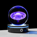 3D Saturn Model Crystal Ball Led Lamp Base - Space Decor World Globe Planets Sphere Night Light 80Mm 3.15 Inch - Solar System Decor Best Birthday Astronomy Gifts for Men Physics Science Teacher
