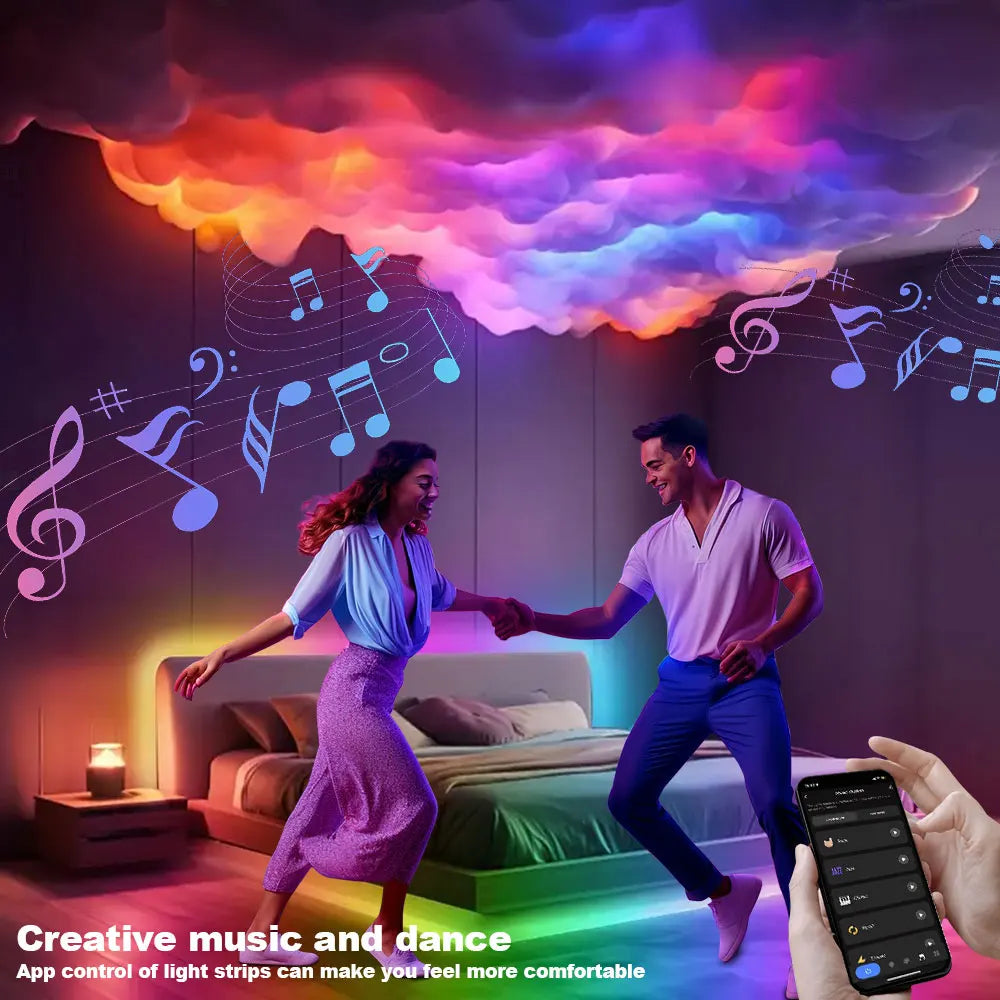 3D Big Cloud Lightning Light 360 Degree Wireless Remote APP Music Sync Multicolor Lightning Smart Cloud Light for Home LED Decor